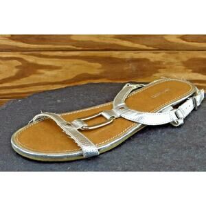 Nine West Size 6.5 M Silver Gladiator Synthetic Women‎ Sandal Shoes